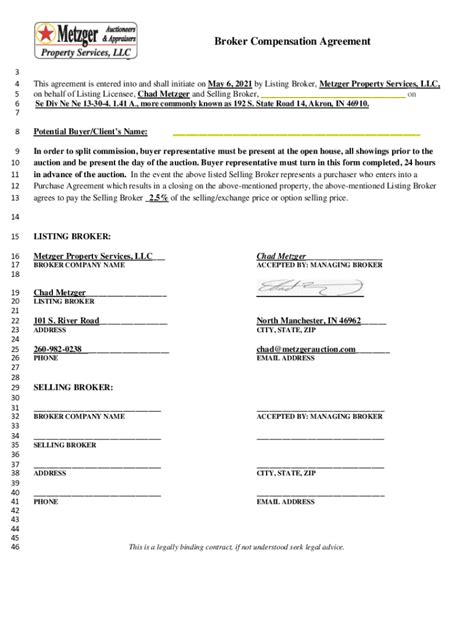 Fillable Online Broker Compensation Agreement Aws Fax Email Print