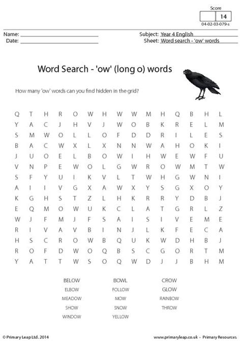 Literacy Word Search Long Vowel Oa Words Worksheet Uk