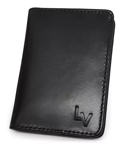 Cartera Compacta De Cuero Genuino Para Hombre Delgada Tarjetas CNH