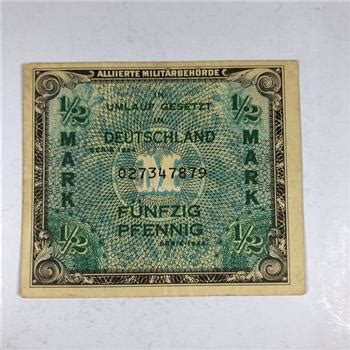 German Half Mark Banknote World War Era Allied Military Currency