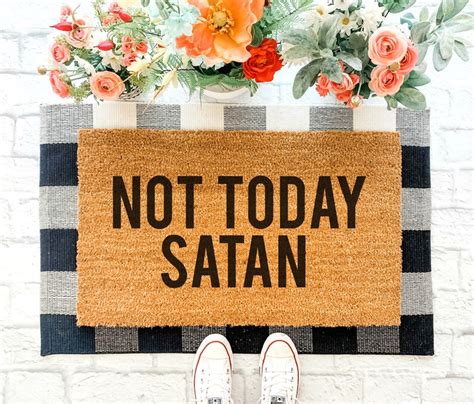 Not Today Satan Doormat Funny Doormat Quote Doormat Etsy