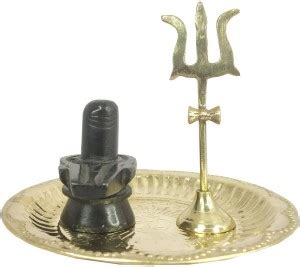 Uniqon Combo Of Black Color Small Size Shivling With Brass Puja Thali