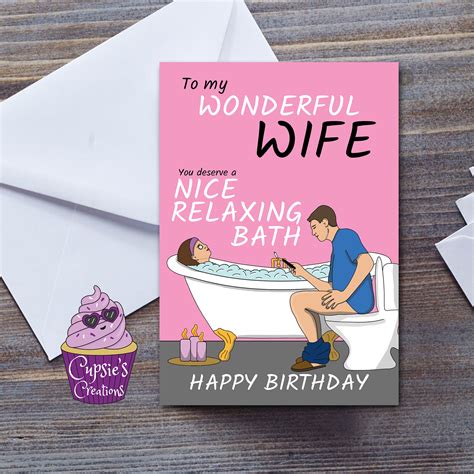 Funny Wife Birthday Card Uk To My Wonderful Wife Funny Happy Etsy Uk