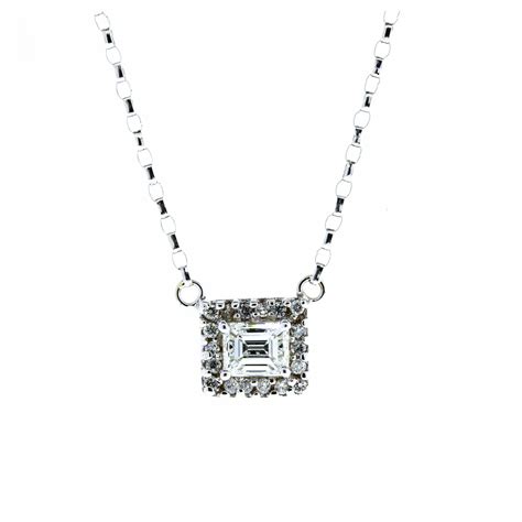 Emerald Cut Diamond Halo Necklace 75ctw Ieb0 68