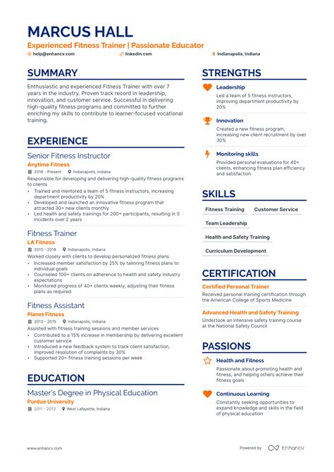 Fitness Trainer Resume Examples Guide For