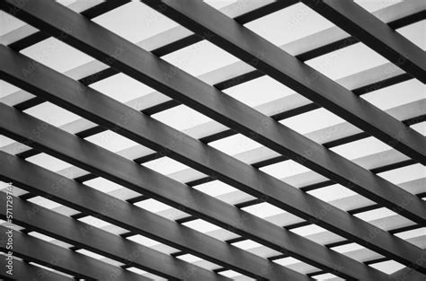 Ceiling with Rafters in Black and White. Stock Photo | Adobe Stock