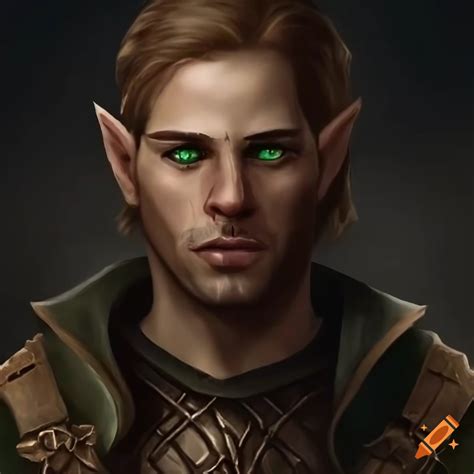 Male Half Elf Ranger In A Dark Forest Wearing Leather Armor On Craiyon