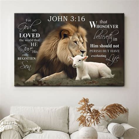 Christian Wall Art Canvas John 316 Kjv Wall Art Decor By Christ Follower Life Medium