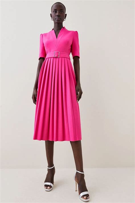 Raspberry Pink Petite Flower Curated On Ltk Belted Midi Dress