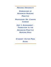 Unit 1 Nursing Role Assignment Docx HERZING UNIVERSITY DIMENSIONS OF