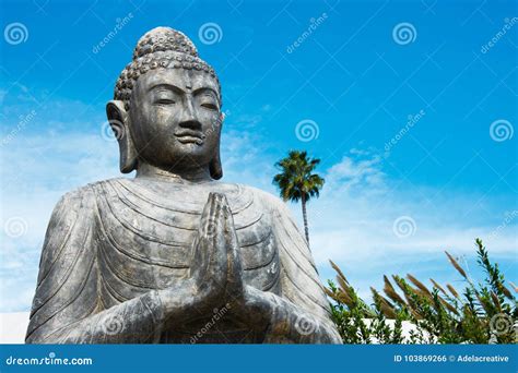 Praying Buddha On Blue Sky Stock Photo Image Of Prayer 103869266