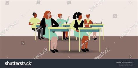 Multicultural Group Children School Classroom Isolated Stock Vector ...