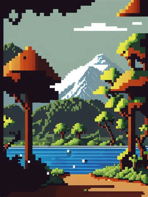 Premium Free Ai Images Landscape Pixel Art Big Pixels Square Pixels