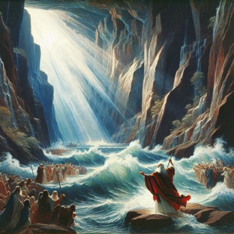 parting   red sea artwork bible art