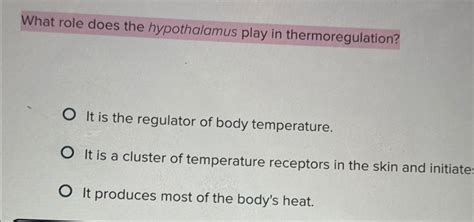 Solved What role does the hypothalamus play in | Chegg.com