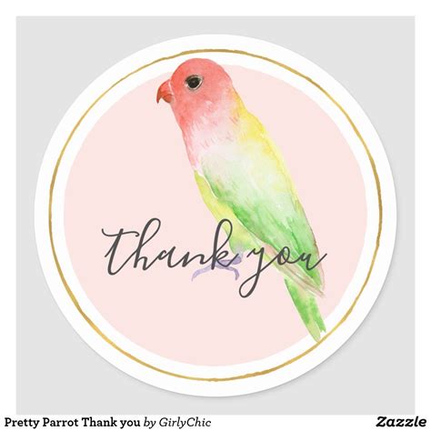 Pretty Parrot Thank You Classic Round Sticker Round