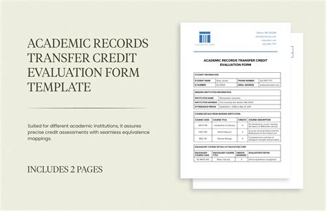 Academic Records Transfer Credit Evaluation Form Template In Word Pdf