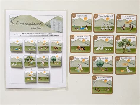 Ten Commandments Printable Memory Game Bible Memory Game - Etsy