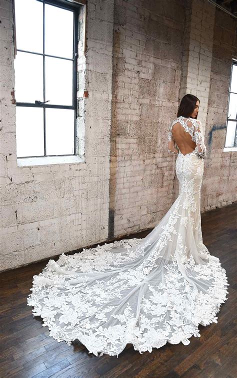 Lace High Neck Wedding Dress With Long Sleeves Martina Liana Wedding