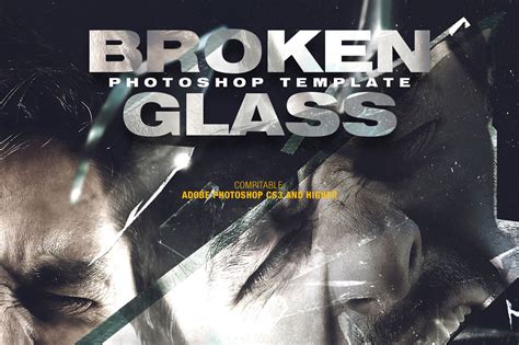 Broken Glass Photoshop Template Invent Actions