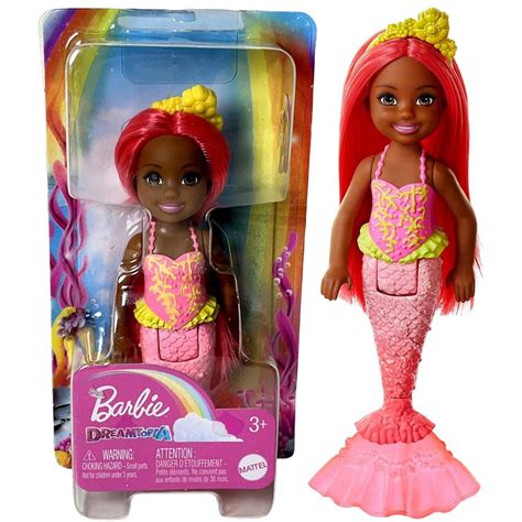 Mini Boneca Colecionável Menina Sereia Morena Negra Rosa Claro E