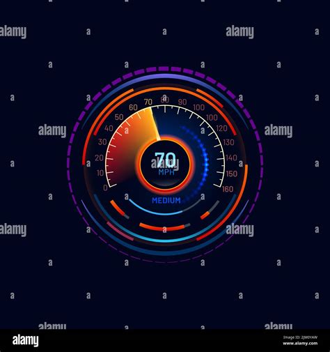 Futuristic Car Speedometer Mph Gauge Neon Dial Vehicle Or Motorcycle