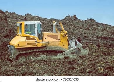 Dozer Machine Leveling Earth Outdoors Construction Stock Photo