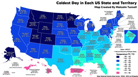 U S Coldest Days Map Wondering Maps