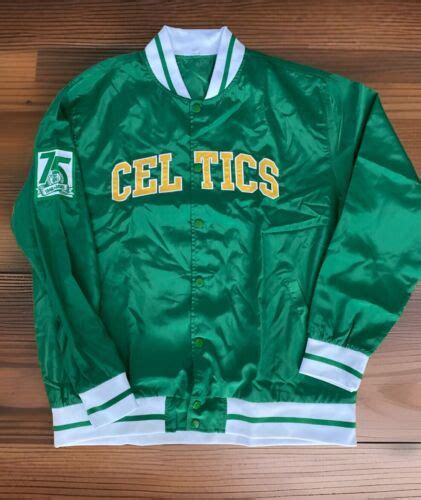 Mens Boston Celtics Satin Green Varsity Jacket Size Xl 75th