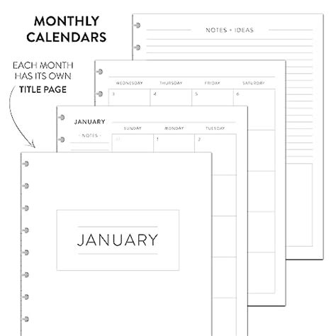 Betternote Monthly Calendar Refill Fits Discbound Notebooks Fits