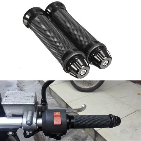 Black Motorcycle Aluminum Rubber Gel Hand Grips End Handle Bar