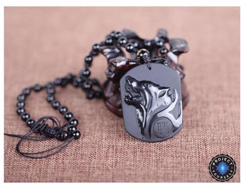 Obsidian Wolf Head Pendant Necklace - Project Yourself