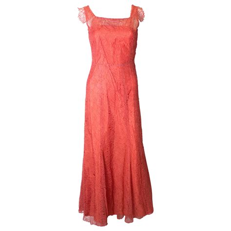 Vintage Rose Pink Lace Gown For Sale at 1stDibs | lace old rose gown