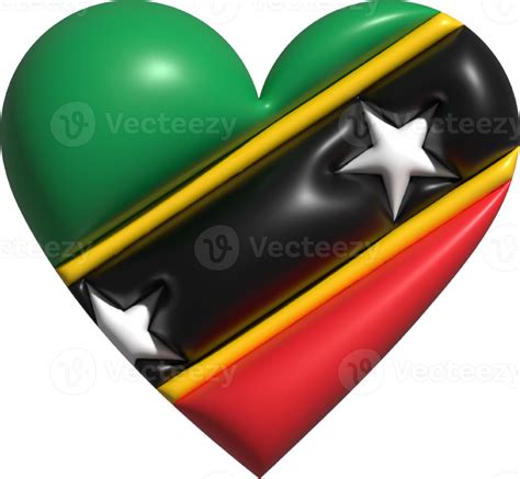 Saint Kitts And Nevis Flag Heart 3d 22121253 Png