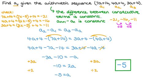 Question Video Using A Given Arithmetic Sequence To Form And Solve A