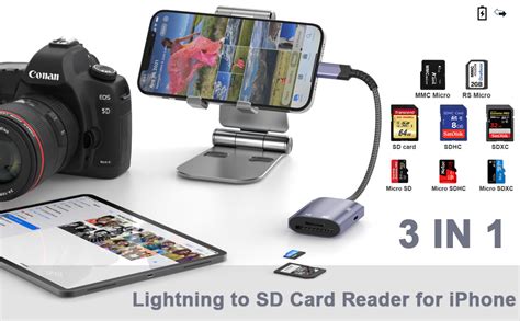 Lecteur de Carte Lightning vers SD MicroSD Certifié Apple MFi iPhone