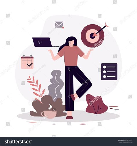 Stay Focused Calm Staying Woman Working Stock Vector (Royalty Free ...