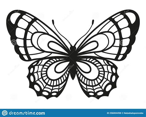 Vector Silhouette Elegant Butterfly Isolated On White Background