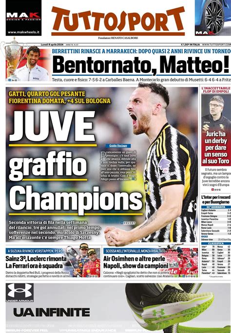 Prima Pagina Tuttosport Juve Graffio Champions Pianeta Milan