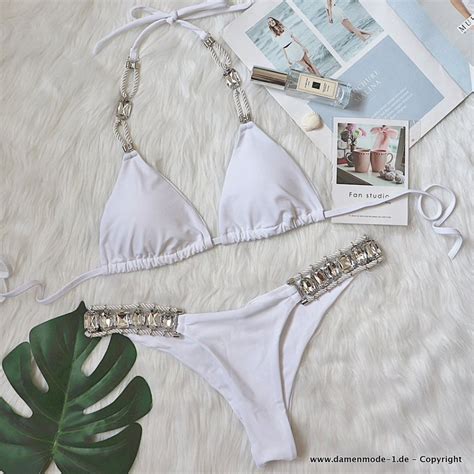 Neuheiten Kristall Diamant Bikini In Wei Damenmode