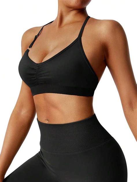 SHEIN Yoga Sxy Seamless High Stretch Sports Bra With Removable