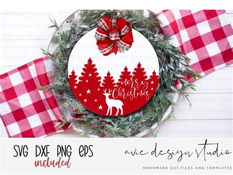 Merry Christmas Sign Svg Door Hanger Svg Christmas Svg Reindeer Svg Farmhouse Sign Svg