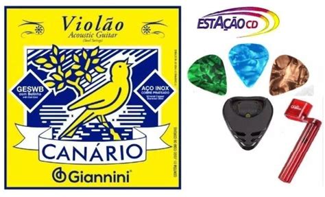 Kit Cordas Violão Aço c Bolinha Canário GESWB Acessórios Giannini