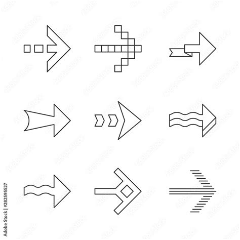 Arrows Linear Icons Set Wavy Pixel Folding Striped Dashed Next