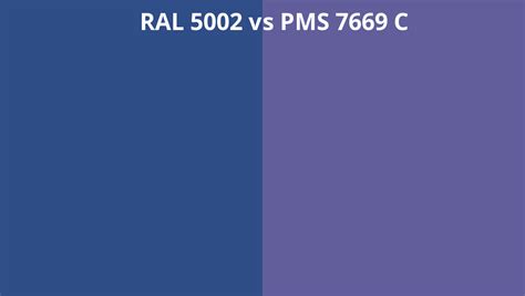 Ral 5002 Vs Pms 7669 C Ral Colour Chart Uk