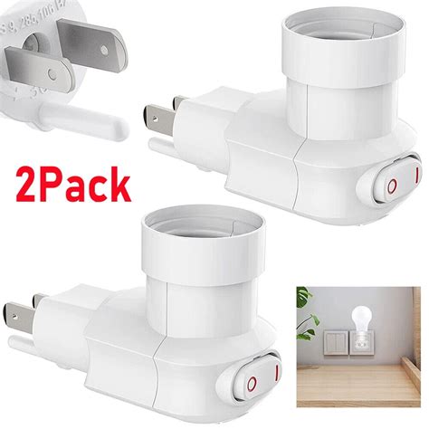 Erock 2x 360° Plug In Light Socket Outlet To Light Bulb 3 Prong Outlet Socket Adapter