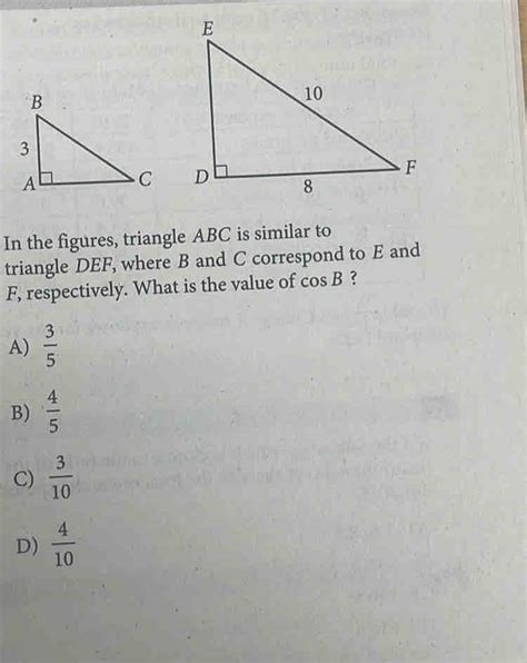 Solved In The Figures Triangle Abc Is Similar To Triangle Def Where