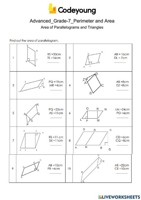 Area Of Parallelograms And Triangles Powerpoint And Worksheet Worksheets Library