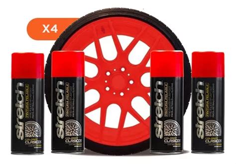 Kit X4 Stretch Pintura Removible Rojo Vinilo Aerosol