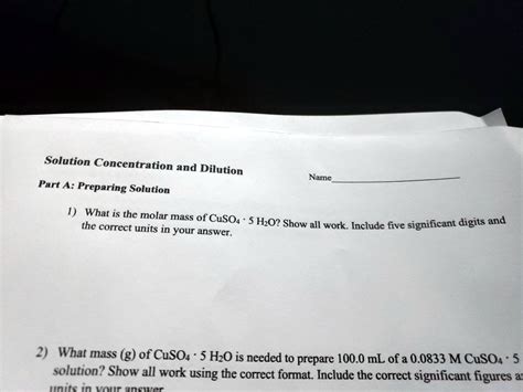 Solvedsolution Concentration And Dilution Part A Preparing Solution 1